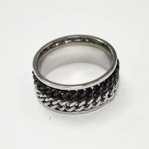Double Link 2 Tone Black Ring
