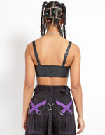 Faux Leather Buckle Crop Top