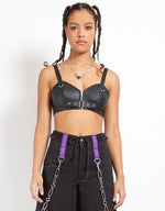 Faux Leather Buckle Crop Top