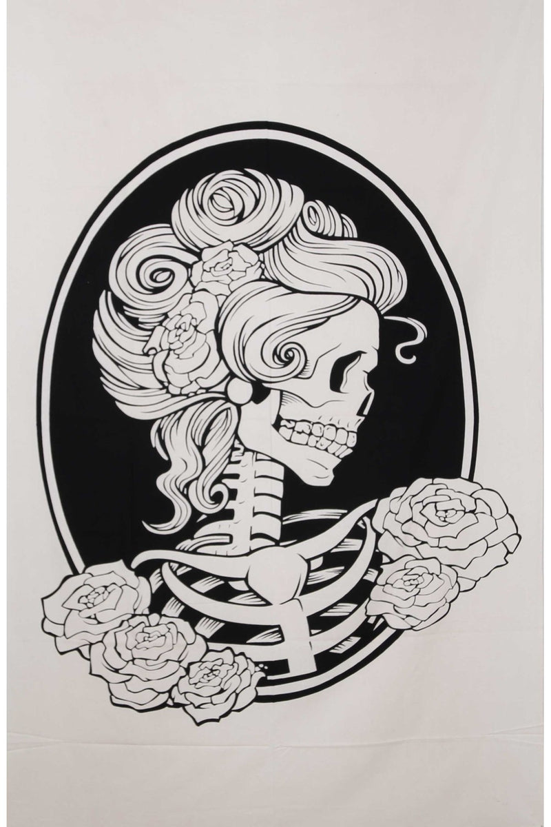 Skull & Roses Cameo Blk/Wht