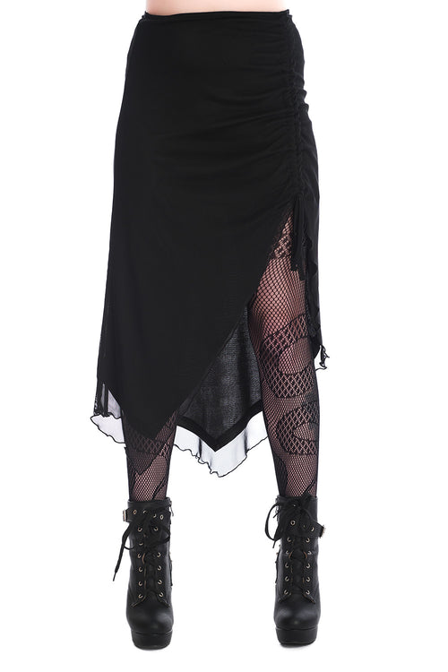 Umbra Mesh Black Ruched Skirt