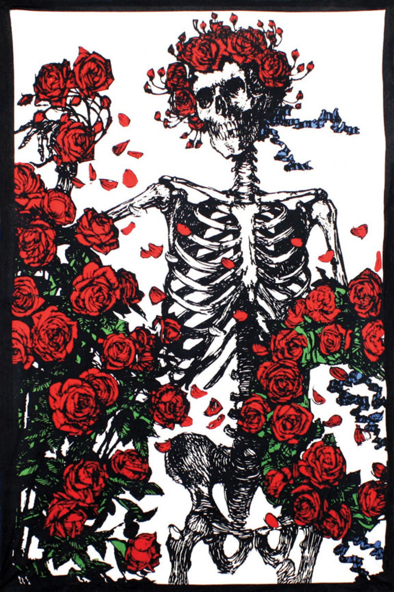 3D Grateful Dead Skeleton & Roses Tapestry