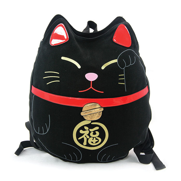 Lucky Cat Canvas Backpack-Black – ShirtsNThingsAZ