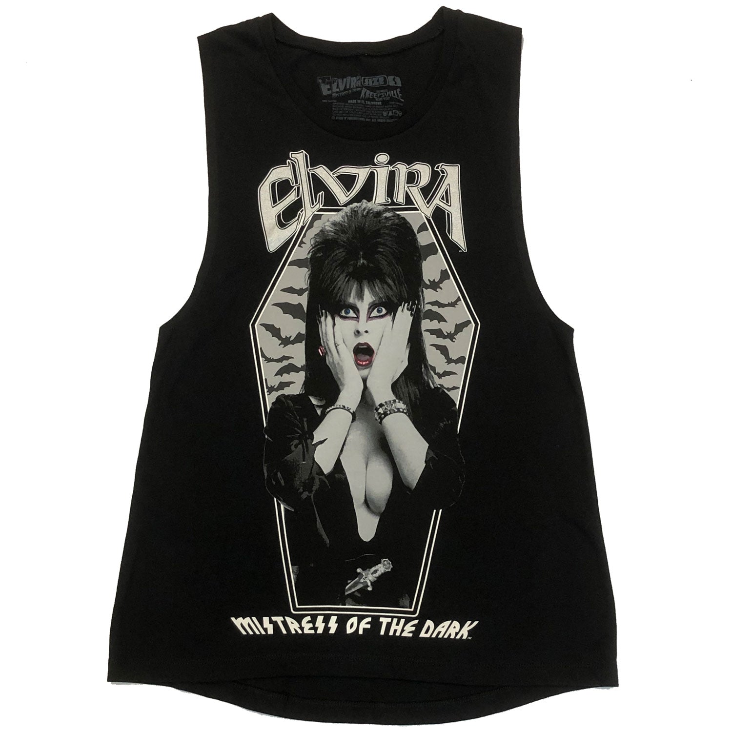 Elvira Bat Coffin Sleeveless Black Tank – ShirtsNThingsAZ