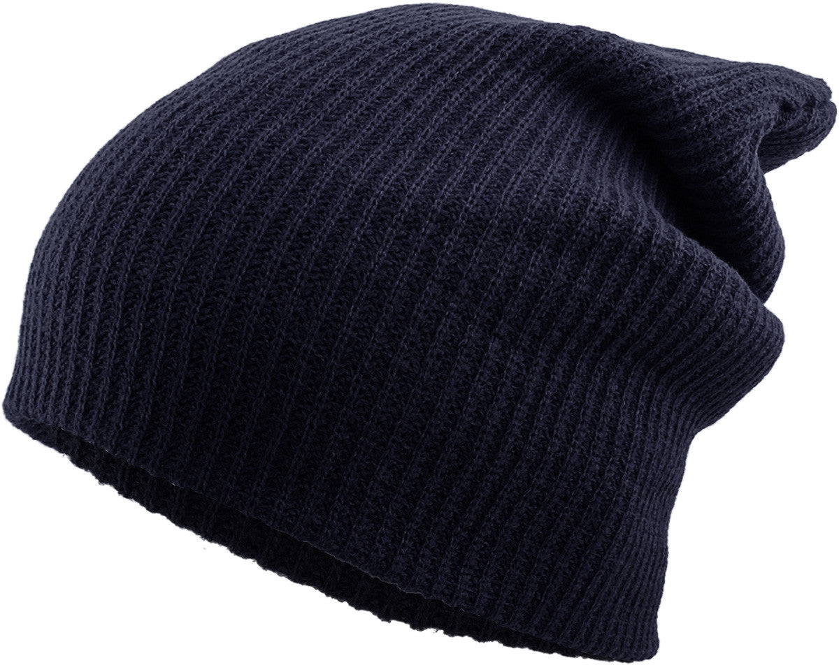 Navy Slouch Solid Beanie