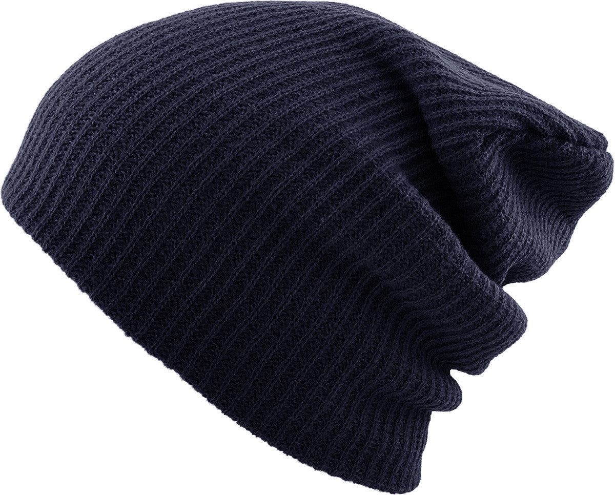 Navy Slouch Solid Beanie