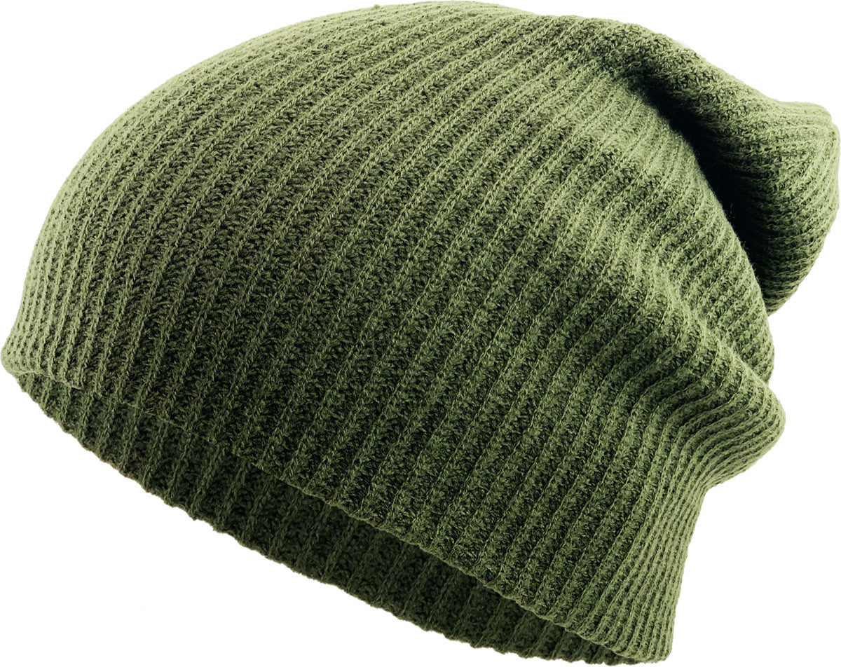 Olive Slouch Solid Beanie