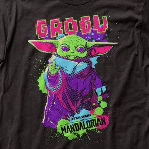 – ShirtsNThingsAZ Mandalorian Wars Star Neon Grogu Retro T-Shirt