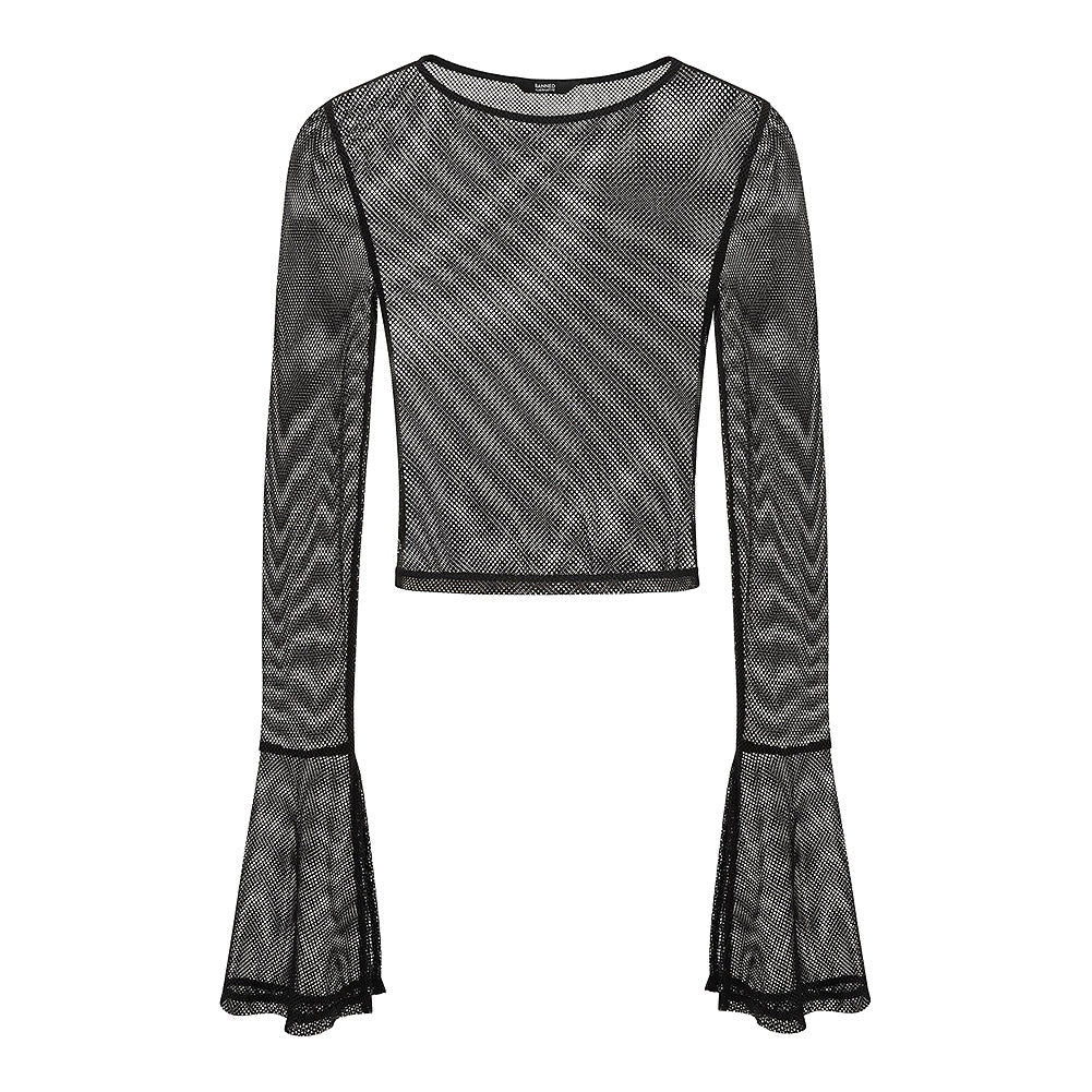 Banned Apparel Morweena Mesh Long Bell Sleeve Top XXL