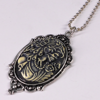 Cameo Silver Necklace with Bronze Skeleton