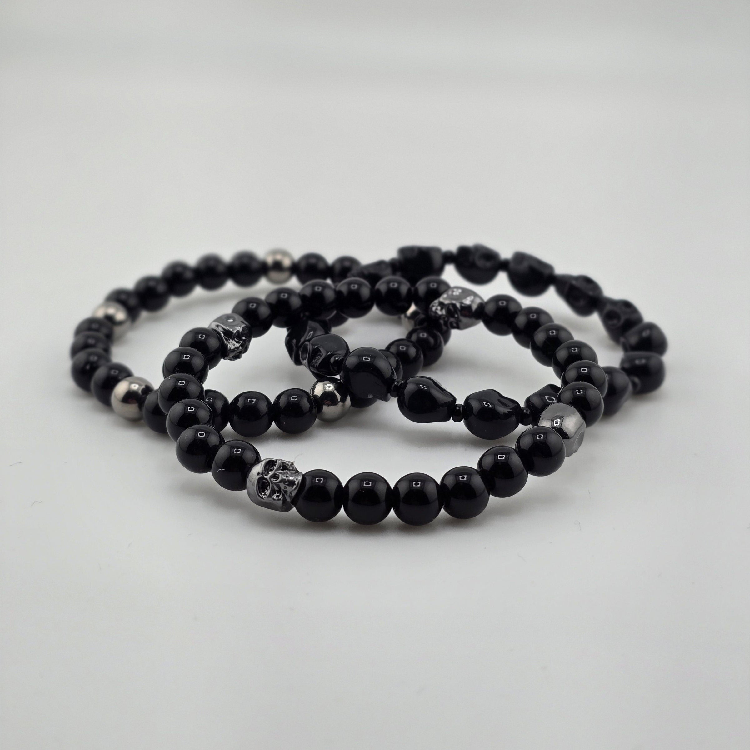 BR-3pk Blk/Silver Skull Heads