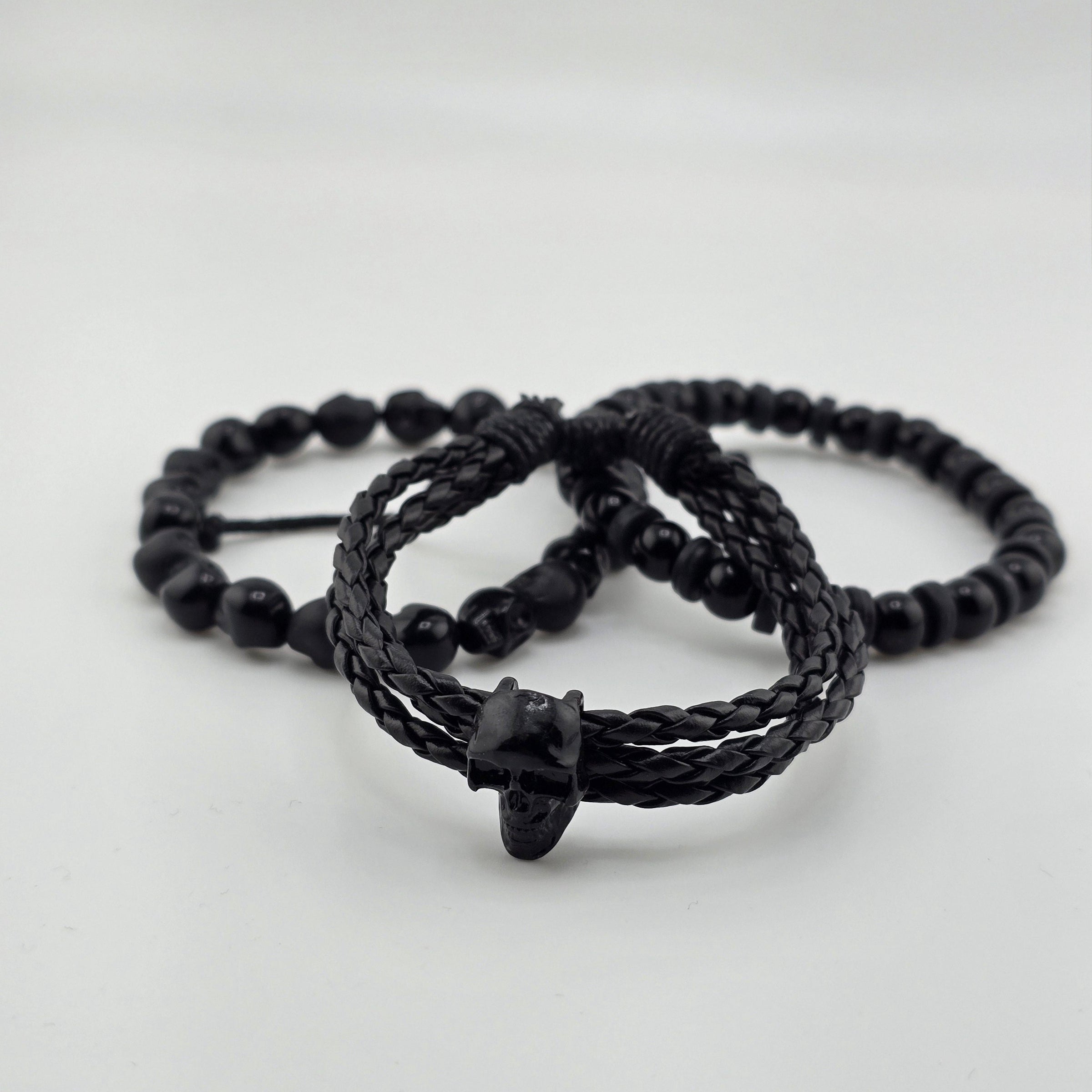 BR-3pk Matte & Shiny Blk Skull