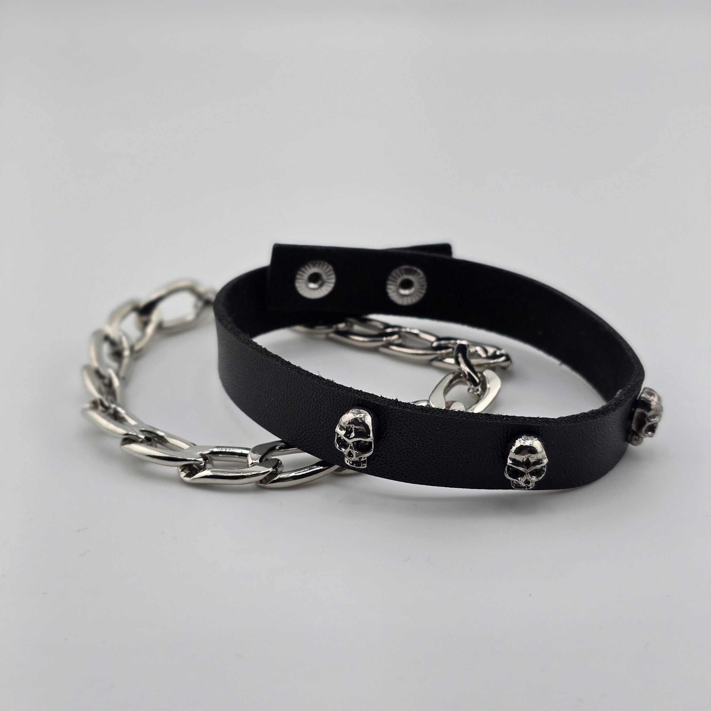 BR-2pk Slv Chain Blk Leather