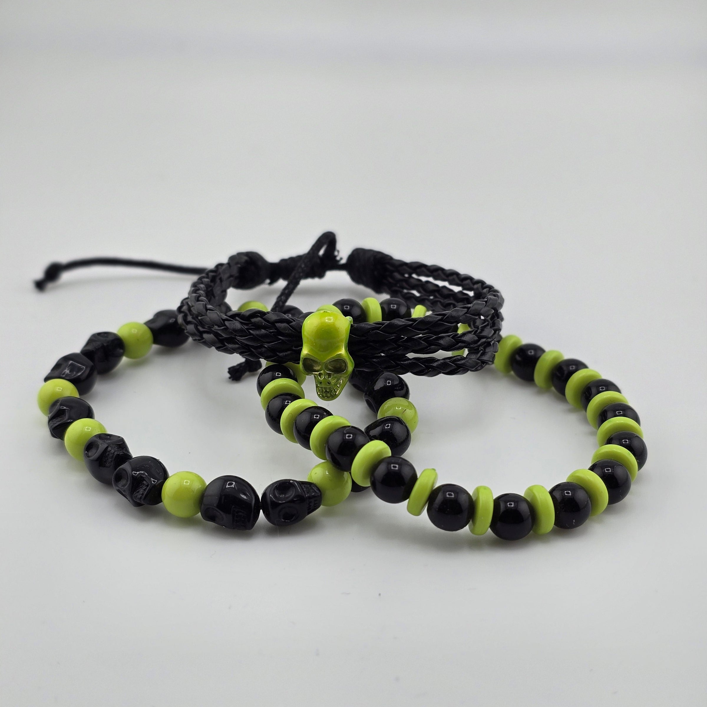 BR-3pk Neon Grn and Blk Skull