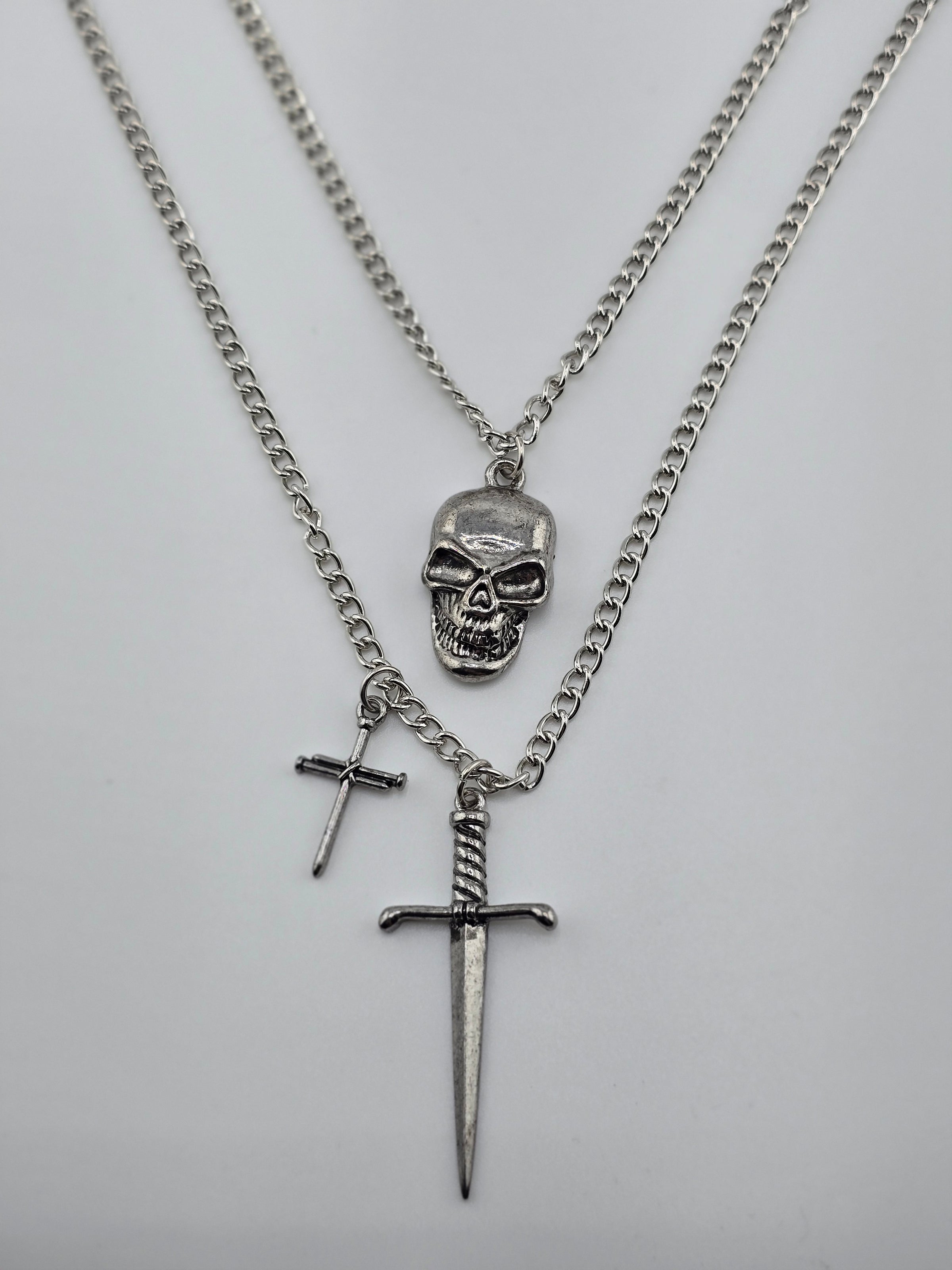 NK-Double Chain Skull,Cross,Dag