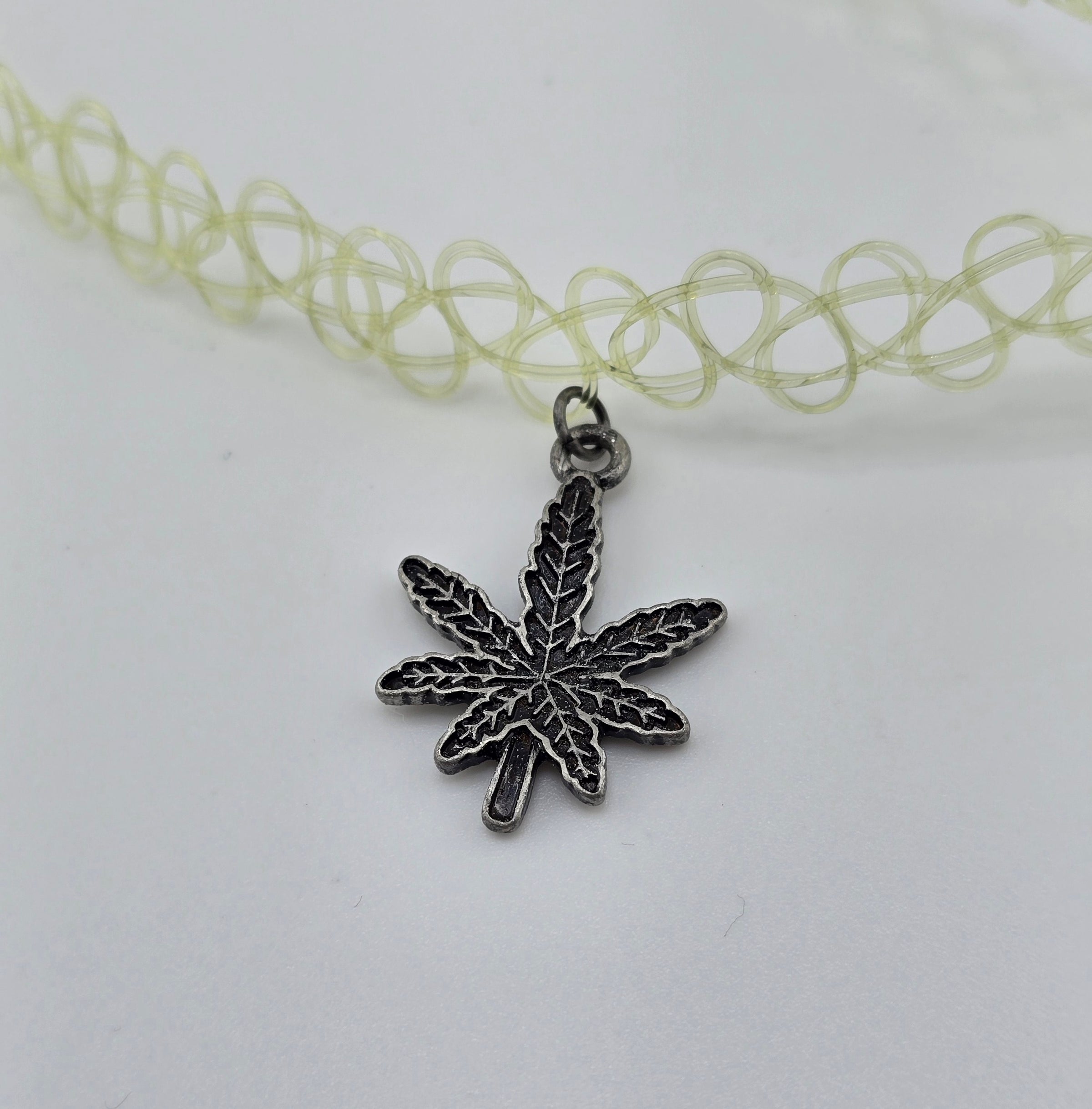 NK-Green Tattoo Choker W/ weed