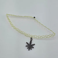 NK-Green Tattoo Choker W/ weed
