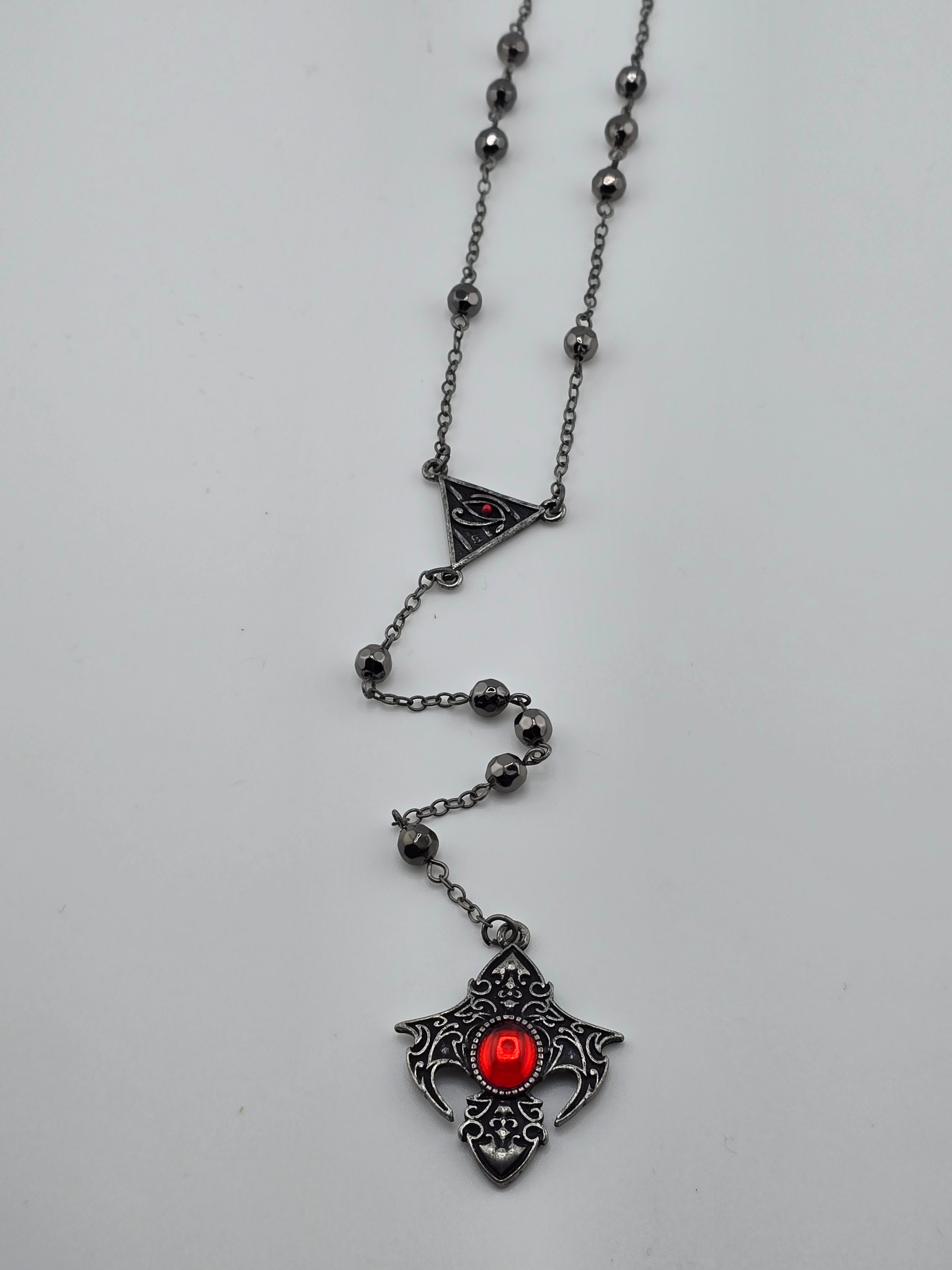 NK-Rosary Burn. Silver Beaded