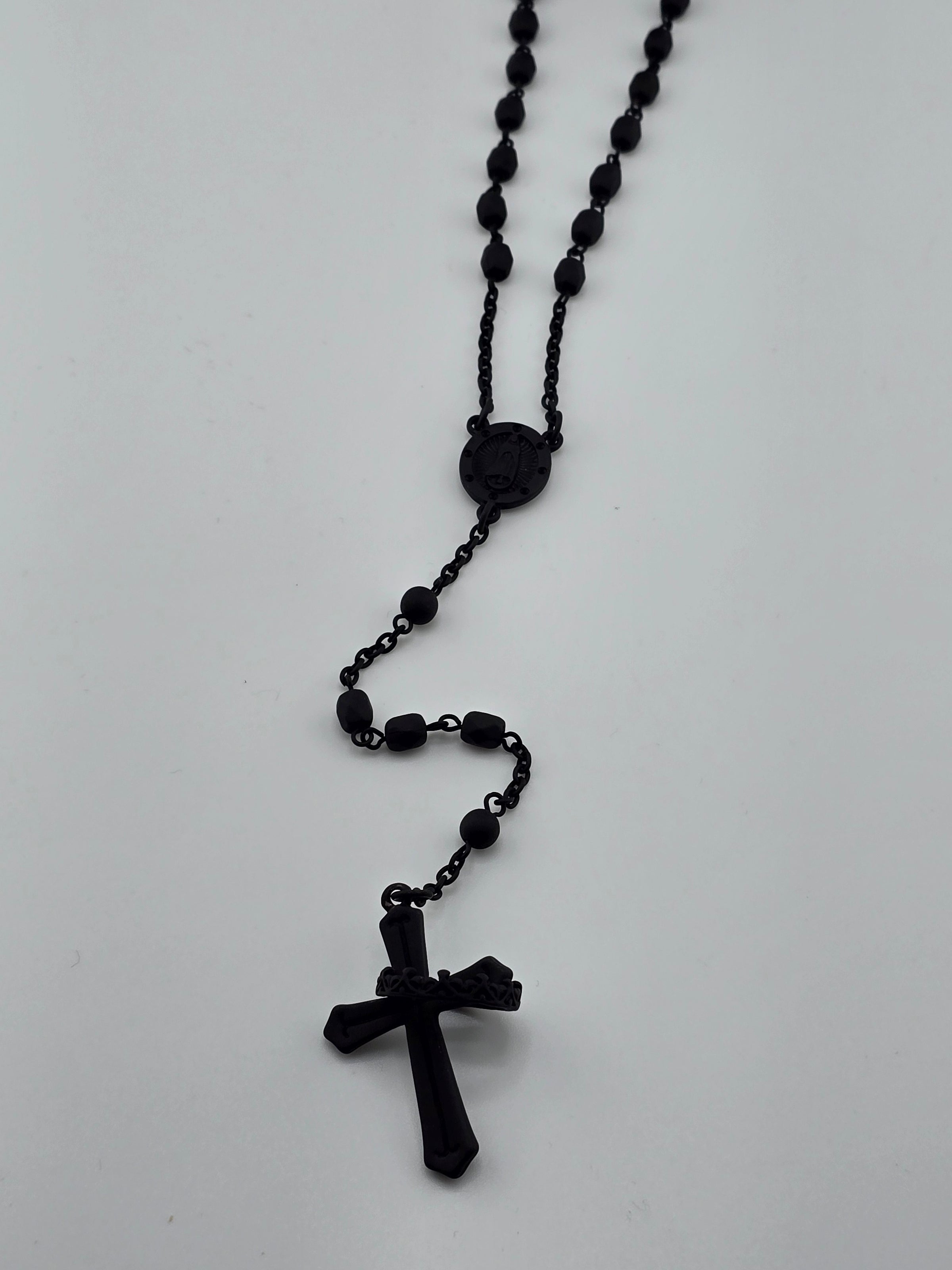 NK-Blk Cross & Bead Rosary