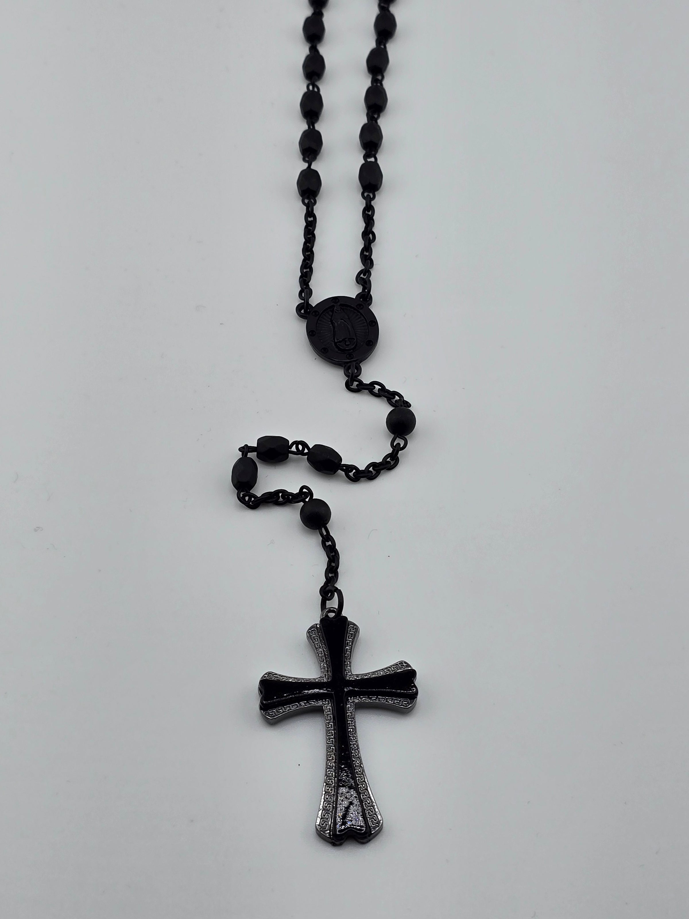 NK-Rosary w/Blk Stone Cross
