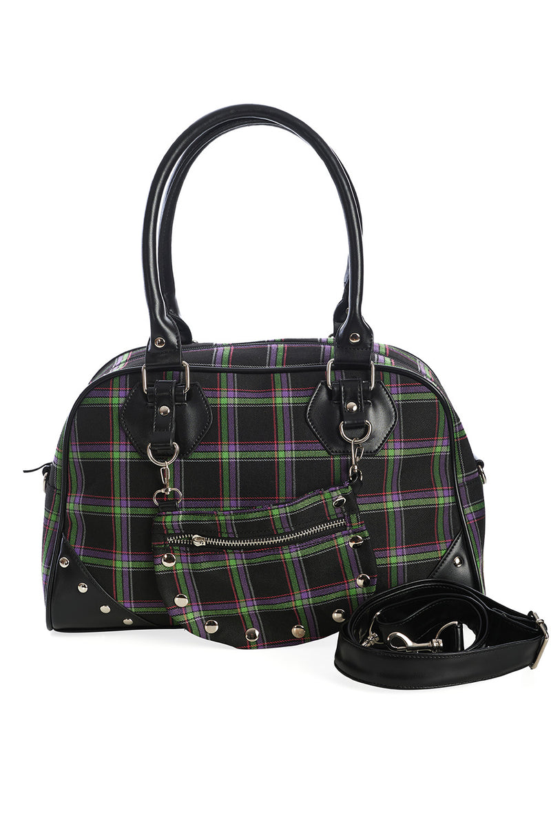 Duncan Shoulder Bag Green Plaid