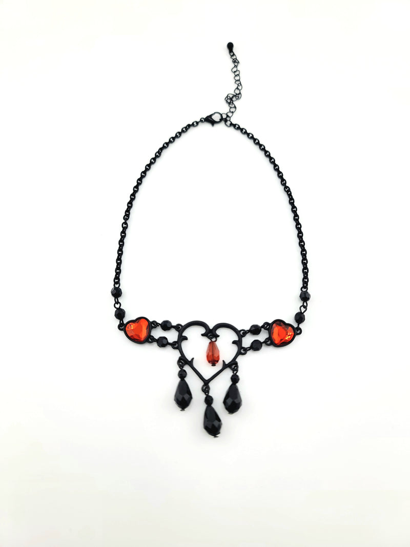 NK-Blk/Red Multi Heart Dangle