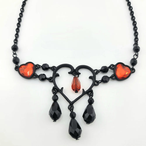 NK-Blk/Red Multi Heart Dangle