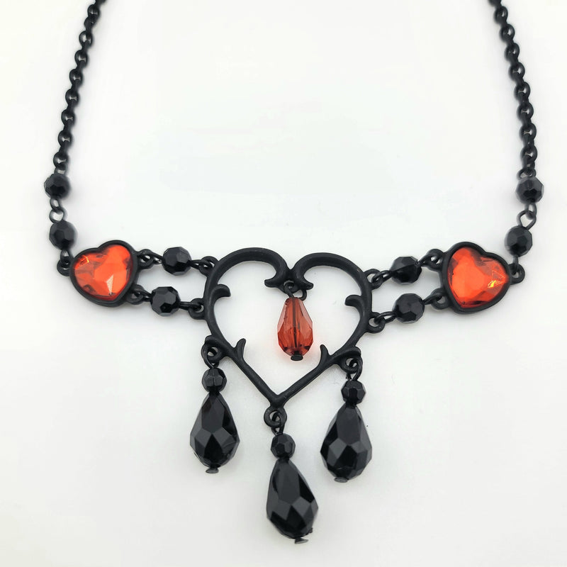 NK-Blk/Red Multi Heart Dangle