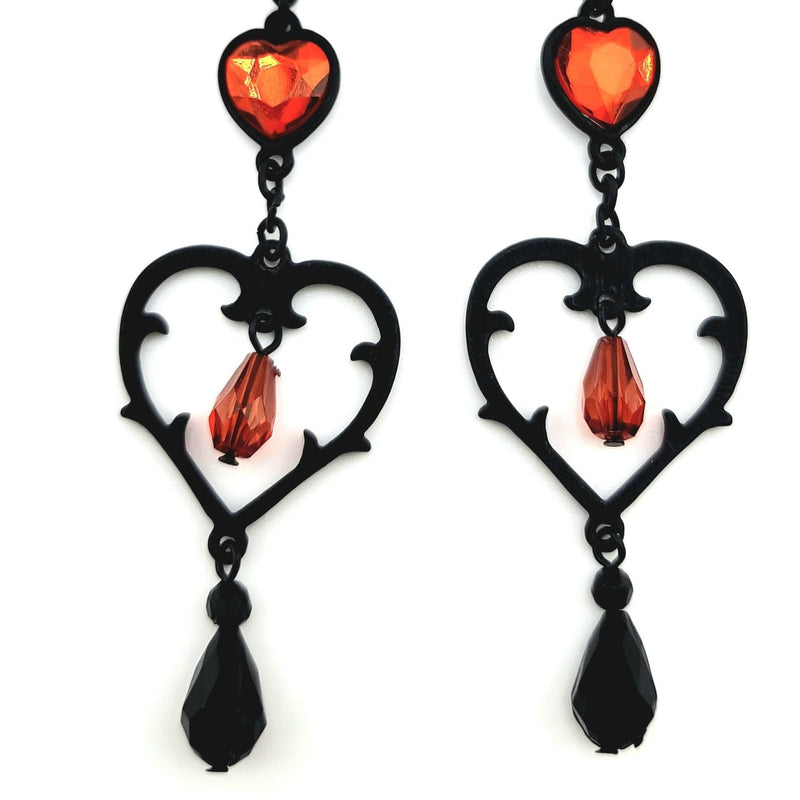 ER-Blk/Red Multi Heart Dangle