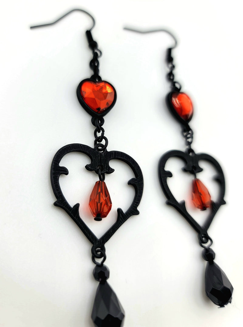 ER-Blk/Red Multi Heart Dangle