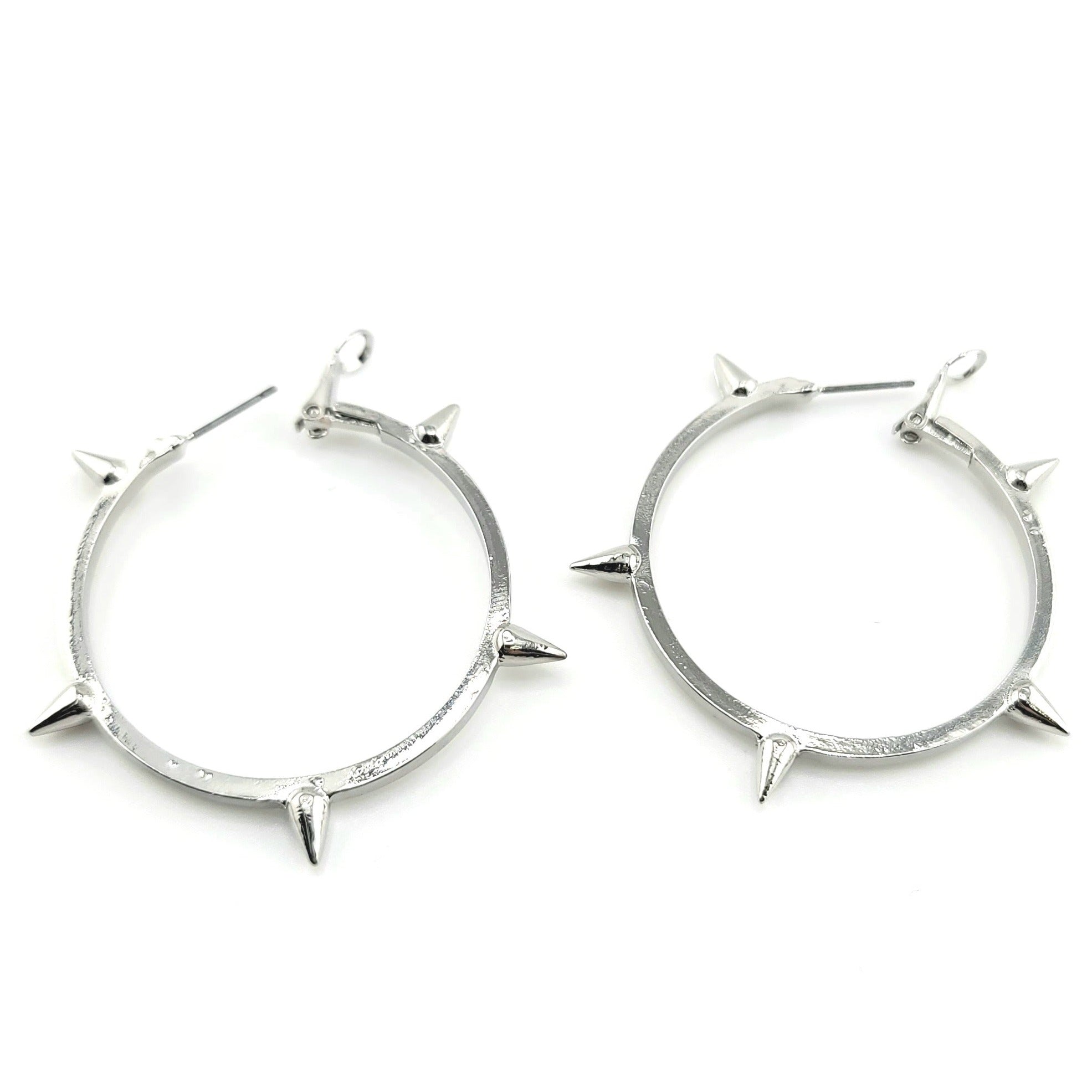 ER-Silver Spikes Hoops
