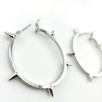 ER-Silver Spikes Hoops
