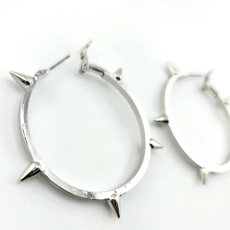 ER-Silver Spikes Hoops