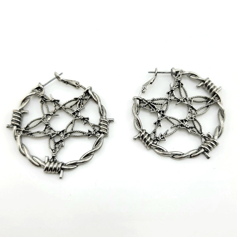 ER-Barb wire Pentagram Hoops