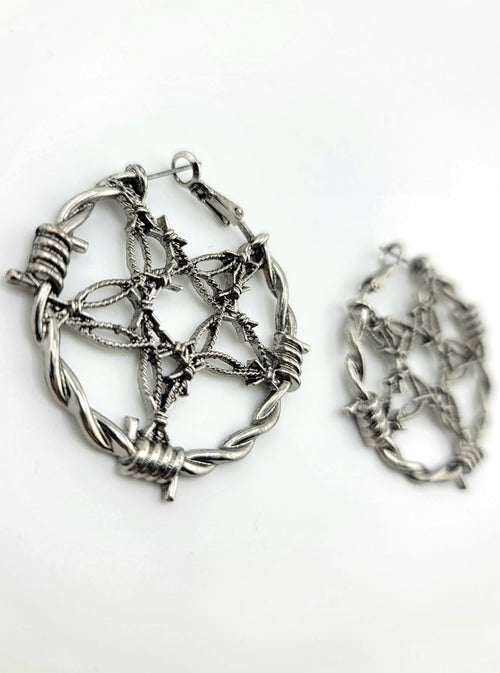 ER-Barb wire Pentagram Hoops