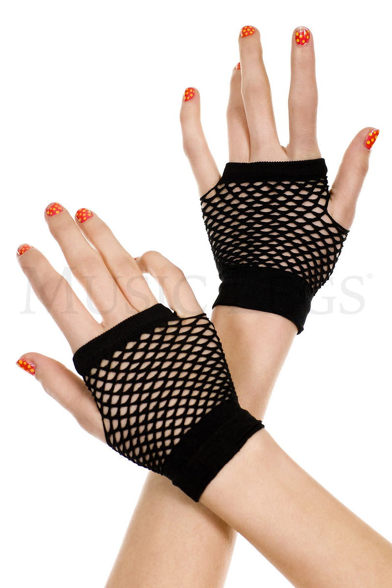 Thick Diamond Fishnet Blk Glove