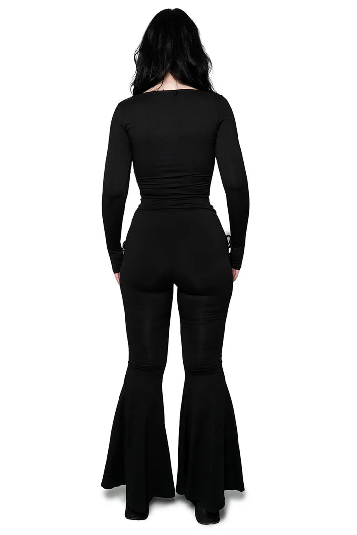 Alice Lace Up Flare Pants Blk