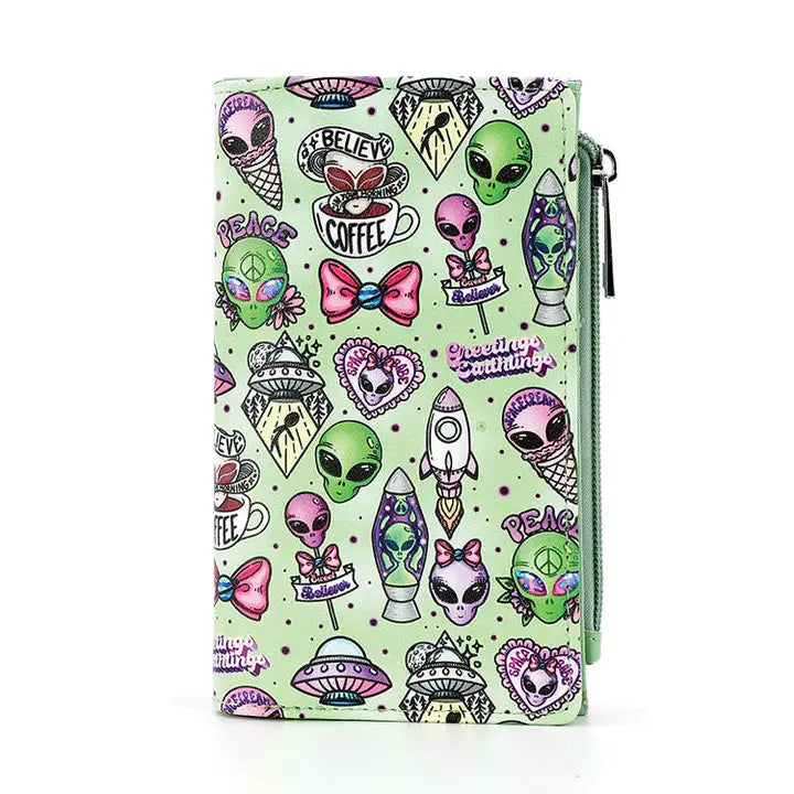 Alien Collage Green Wallet