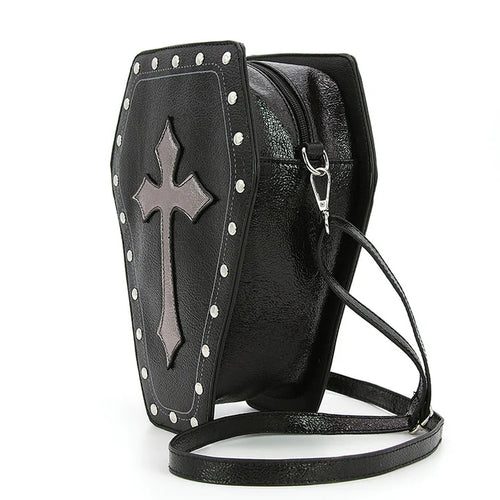 Metallic Cross Coffin Bag Purse