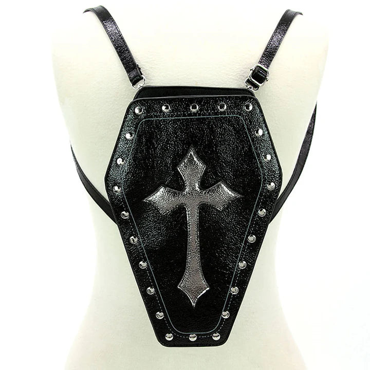 Metallic Cross Coffin Bag Purse
