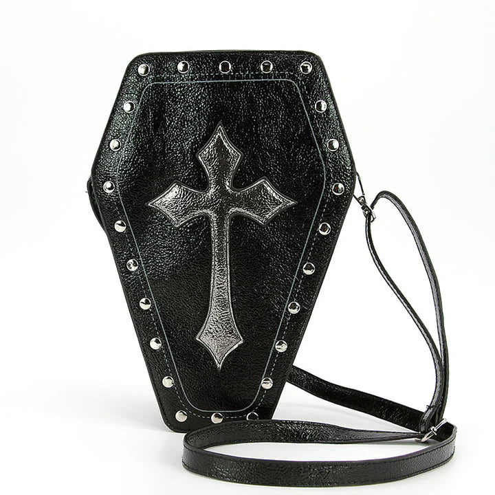 Metallic Cross Coffin Bag Purse