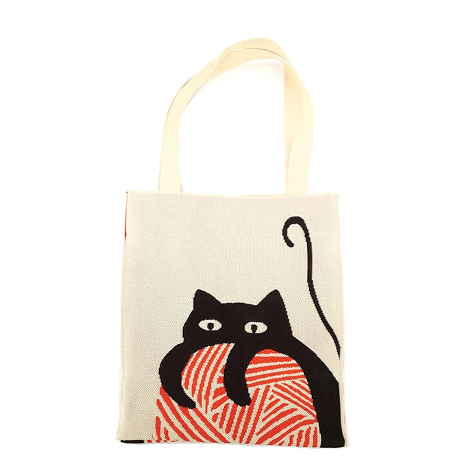 S Tote w/Cat On Yarn Ball