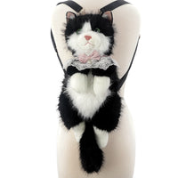 Cute Cat Plush Black Backpack