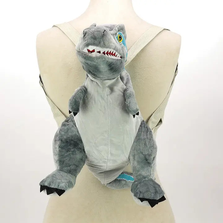 Grey Dino Plushy Backpack