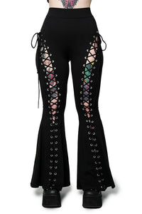 Alice Lace Up Flare Pants Blk