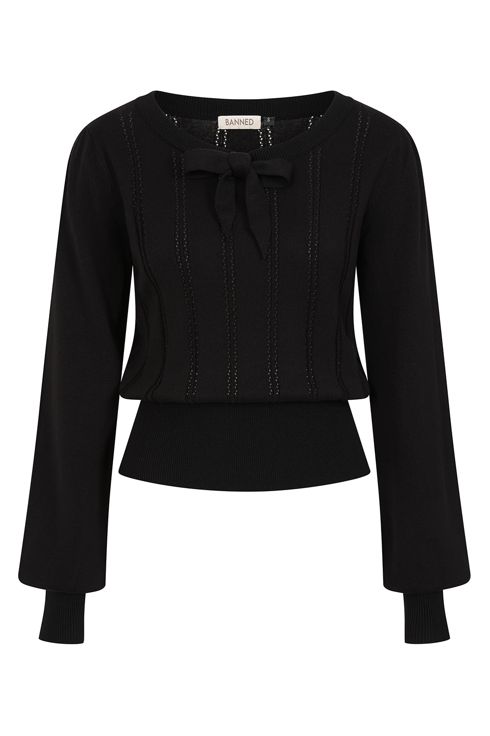Angel Pointelle Knit Jumper Blk