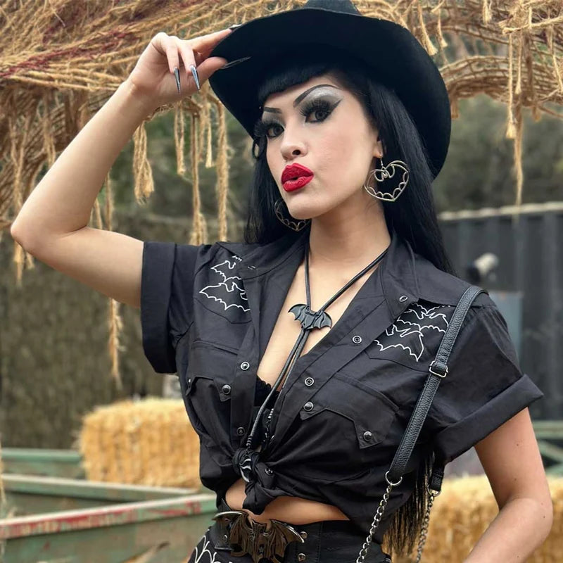 Bat Bone Western Shirt White