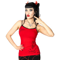 Bat Outline Red Lace Cami