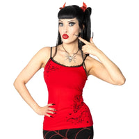 Bat Outline Red Lace Cami