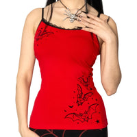 Bat Outline Red Lace Cami